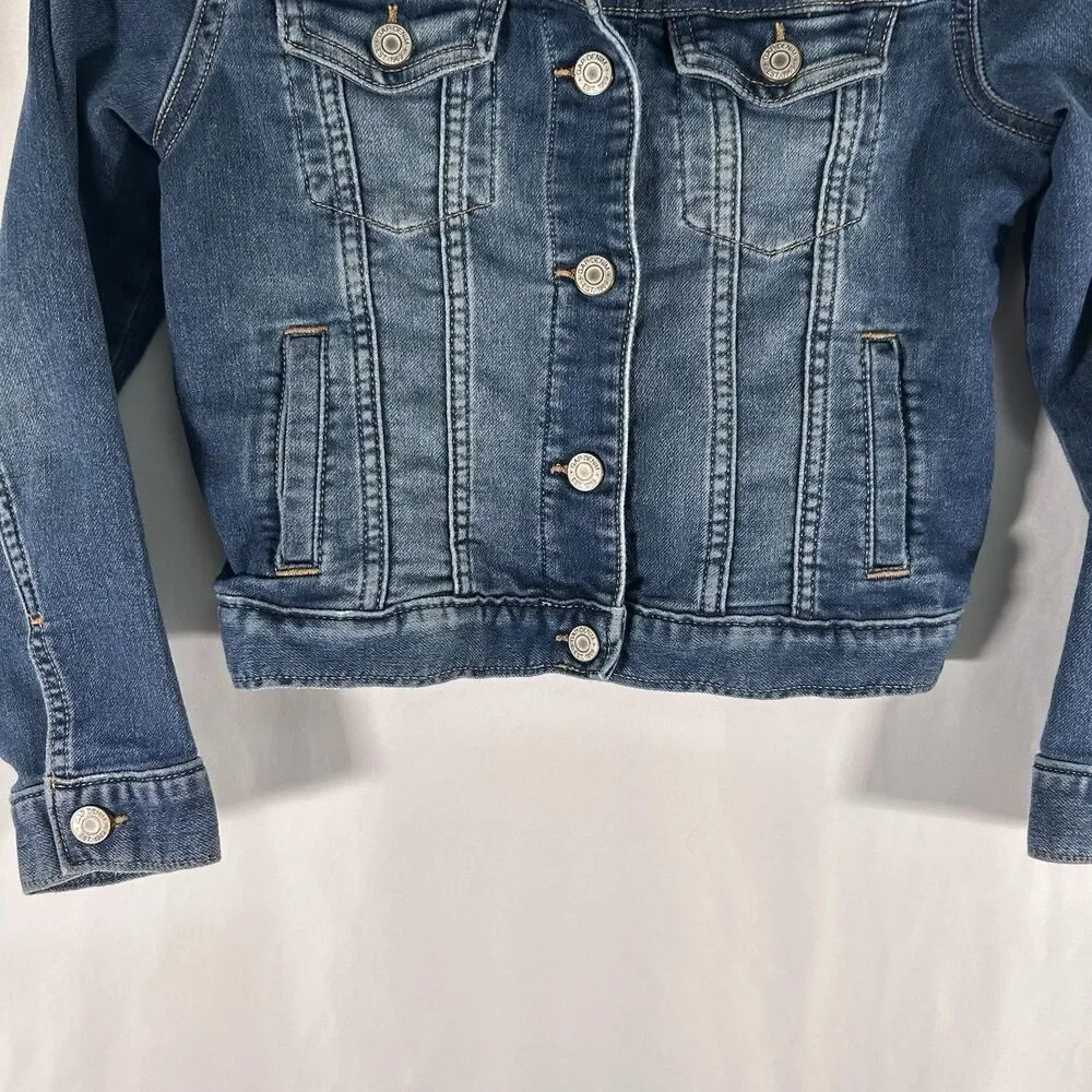 Gap Jean Jacket Girls Kids Medium Medium Wash Denim Snap Pockets Long Sleeve